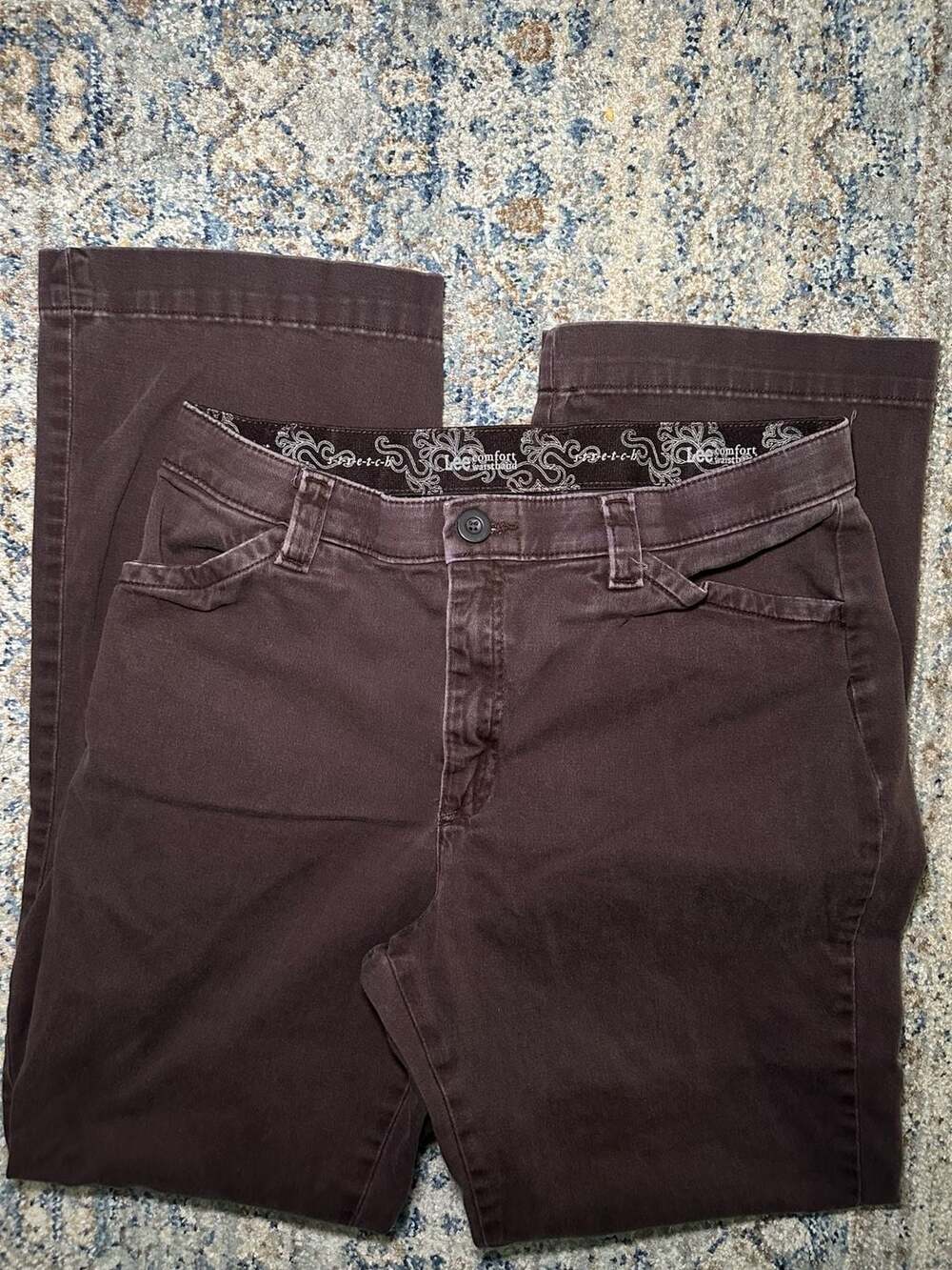 Lee Comfort Waistband Stretch Brown Pants Size 12 Medium